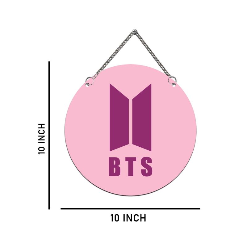 Wooden BTS Inspired Logo Wall Hanging K-Pop Themed Room Decor Kids & Teen Bedroom Decor Birthday Return Gift Gift for BTS Fans
